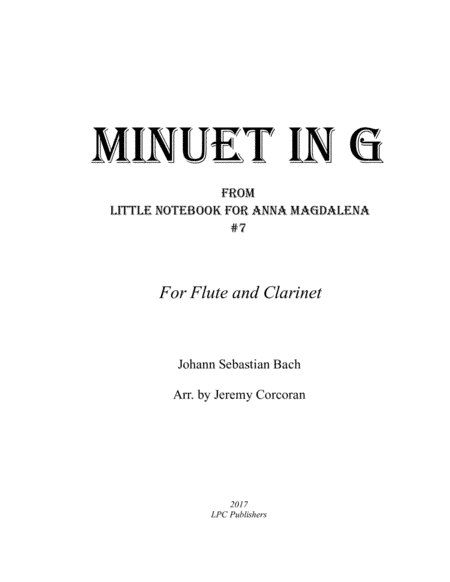 Minuet in G for Flute and Clarinet (arr. Jeremy Corcoran)
