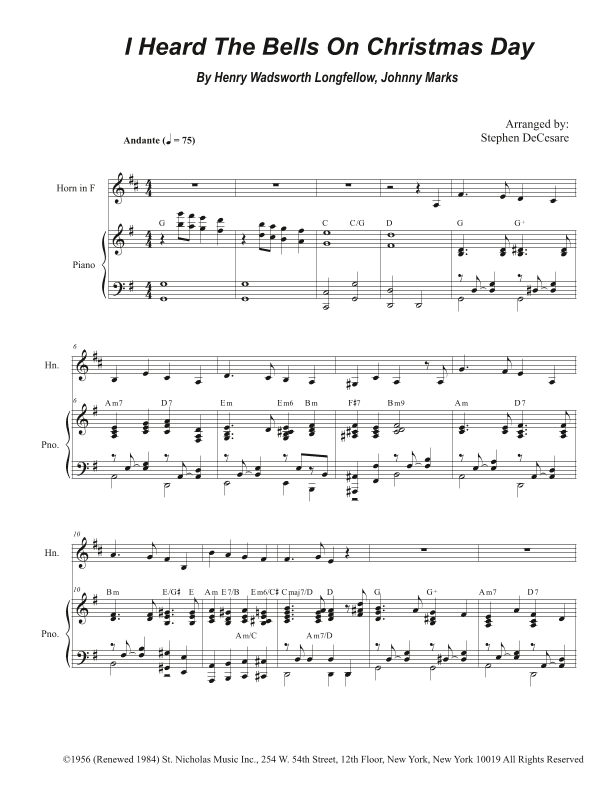 I Heard The Bells On Christmas Day (arr. Stephen DeCesare)
