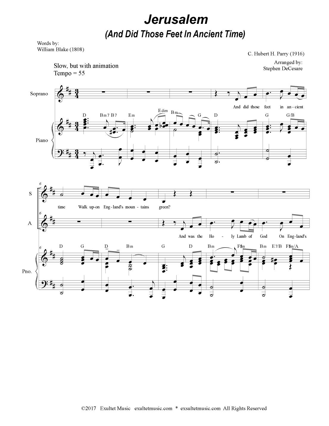 Jerusalem (2-part choir - (SA) (arr. Stephen DeCesare)