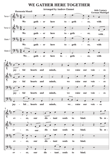 We Gather Here Together A Cappella TTBB (arr. Andrew Emmet)