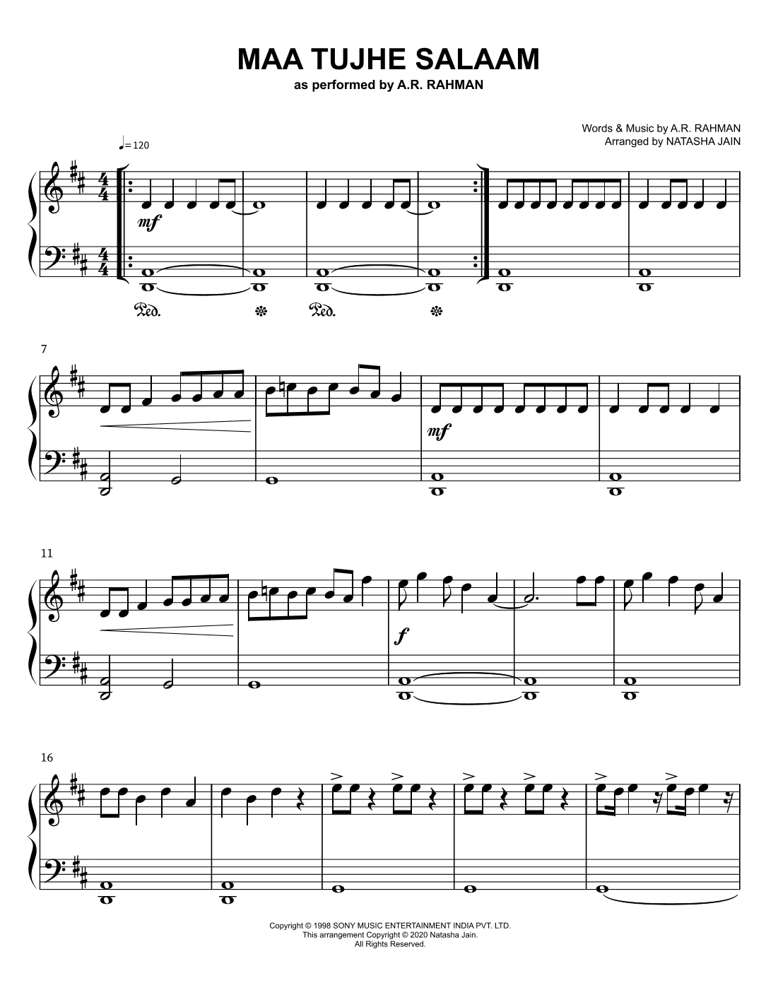 Maa Tujhe Salaam (arr. Natasha Jain)