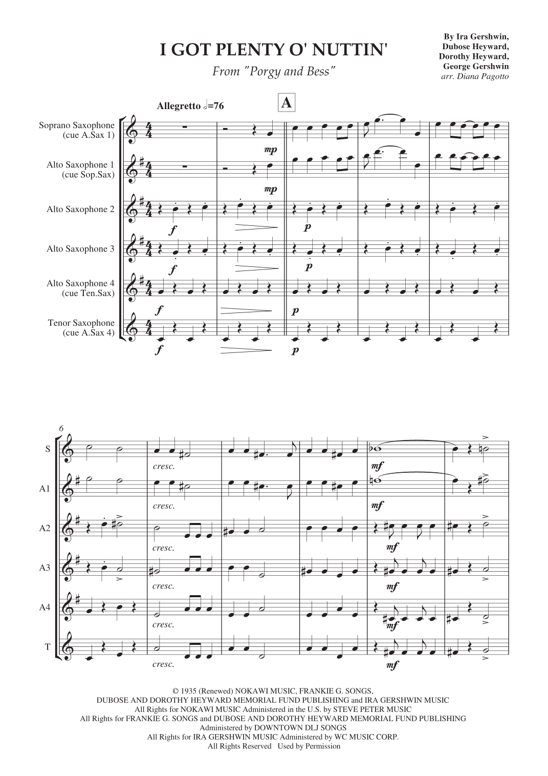 I Got Plenty O' Nuttin' (arr. Diana Pagotto)