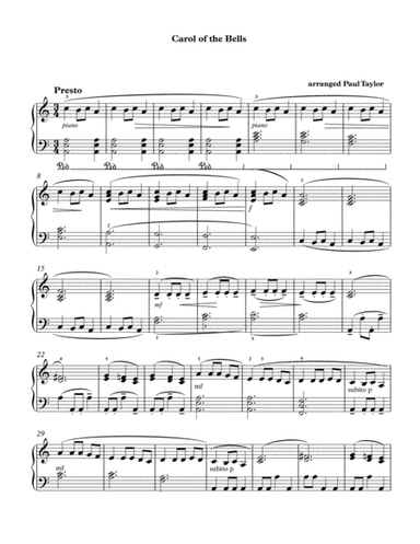 Carol of the Bells/Advanced (arr. Paul Taylor)