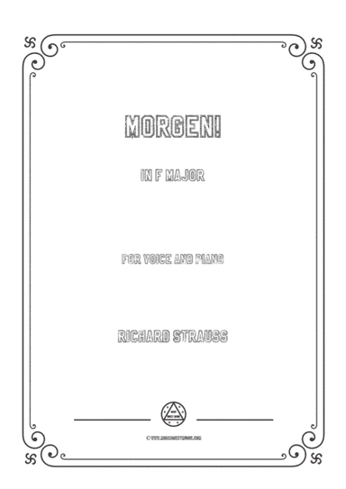 Richard Strauss-Morgen! In F Major,for Voice and Piano (arr. MSM)