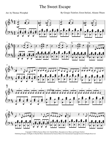 The Sweet Escape (arr. Thomas Westphal)