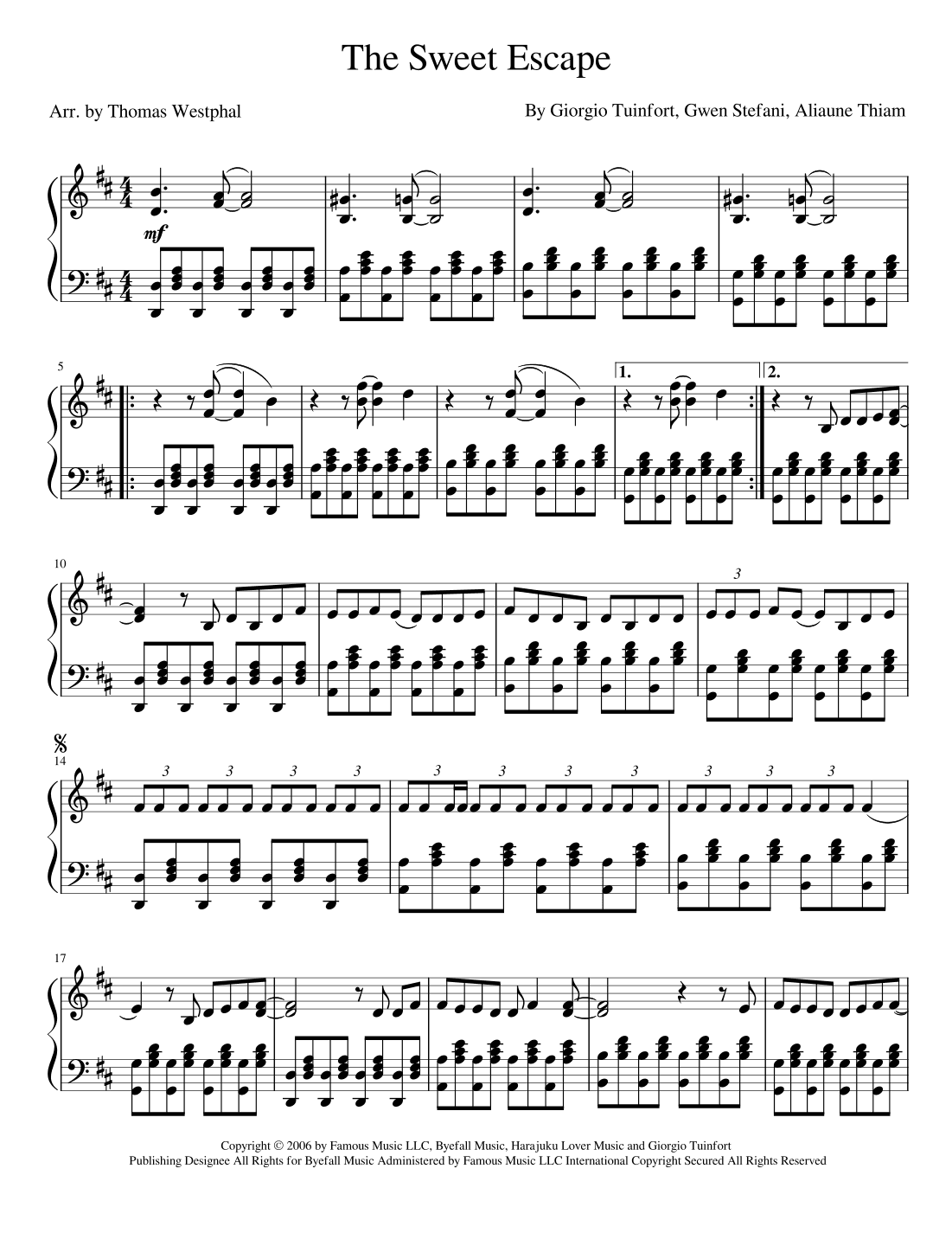 The Sweet Escape (arr. Thomas Westphal)