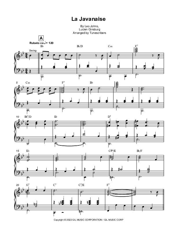 La Javanaise (arr. Tunescribers)