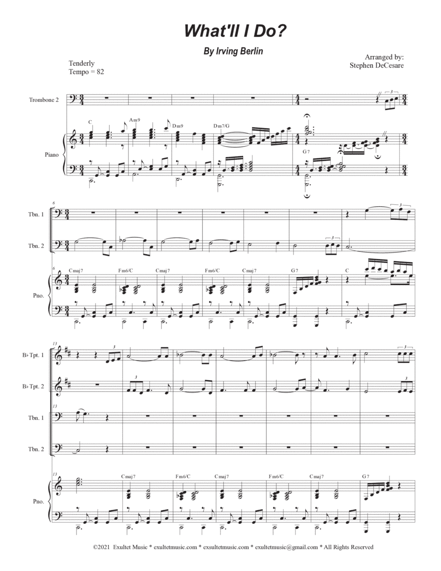 What'll I Do? (Brass Quartet and Piano - Alternate Version) (arr. Stephen DeCesare)