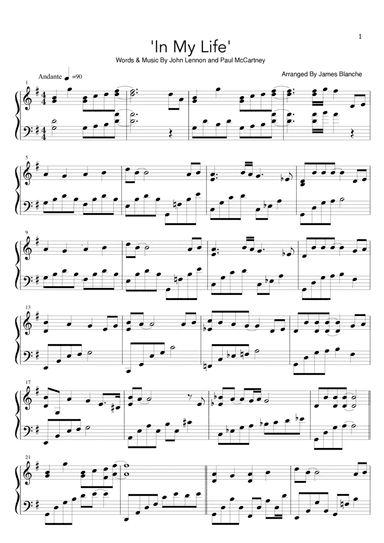 In My Life (arr. Sigma Music Publishing Ltd)