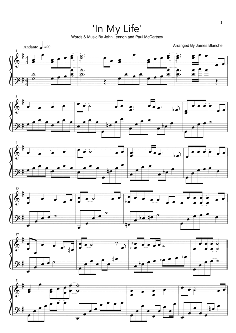 In My Life (arr. Sigma Music Publishing Ltd)