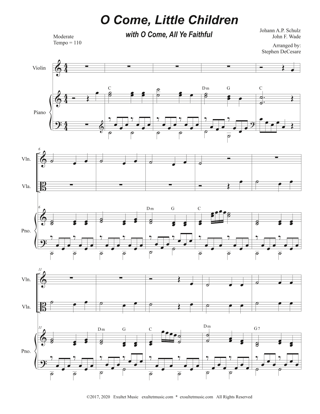 O Come, Little Children (with "O Come, All Ye Faithful") (Duet for Violin and Viola) (arr. Stephen DeCesare)
