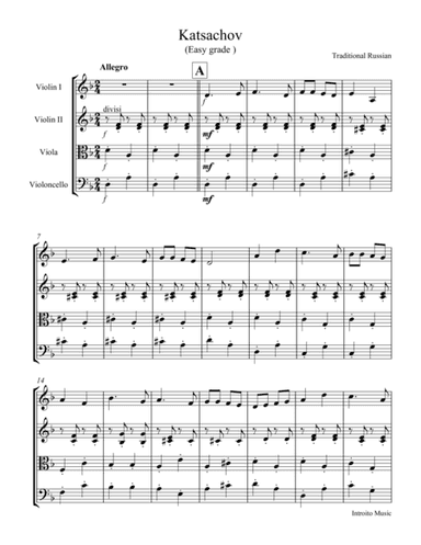 Katzachov Traditional Russian Folk Song For String Quartet (easy nd intermediate) (arr. Introito Music)