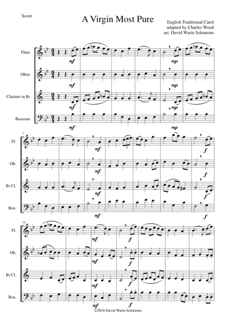 A Virgin Most Pure for wind quartet (arr. Charles Wood, David Warin Solomons)