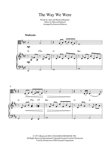 The Way We Were (arr. Kaiserin Rebecca)