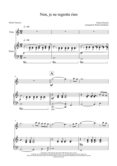 Non, Je Ne Regrette Rien (arr. Robert Steadman)