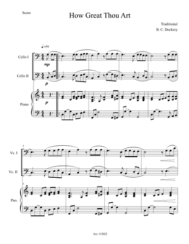 How Great Thou Art (Cello Duet with Piano Accompaniment) (arr. B. C. Dockery)