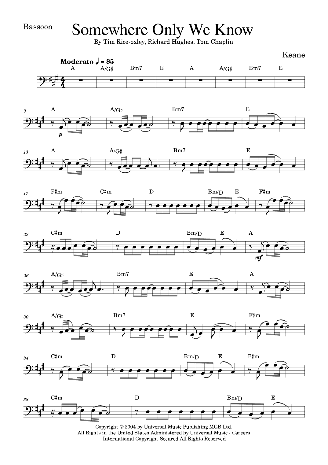 Somewhere Only We Know (arr. Golden Skull Editions)