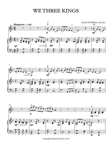 WE THREE KINGS FOR VIOLIN AND PIANO (arr. Garth M. Williams (Socan))