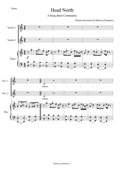Head North (A Song about Community) - 2 Part and Piano