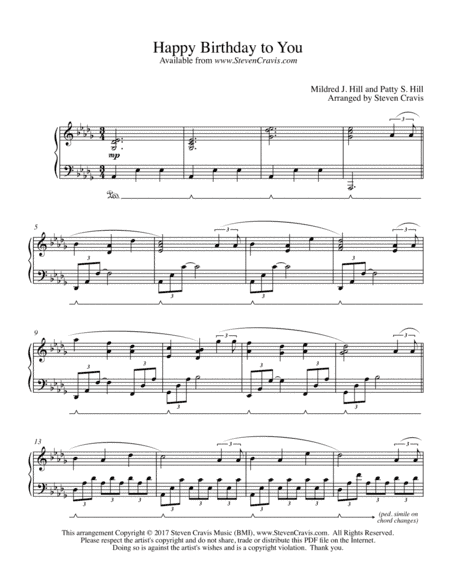 Happy Birthday to You (arr. Steven Cravis)