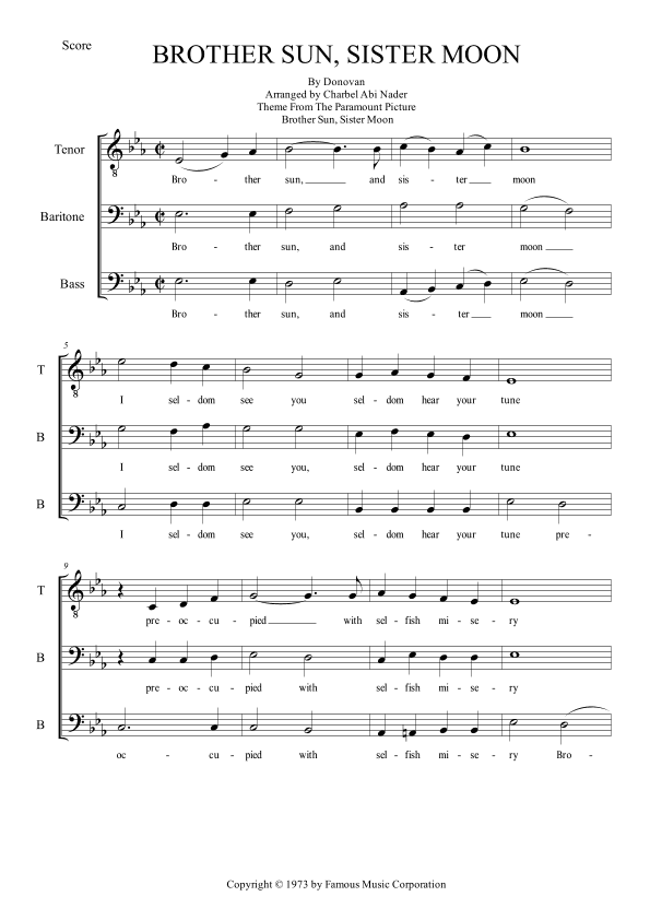 Brother Sun, Sister Moon (arr. Charbel ABI NADER)