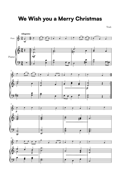 Trad. - We Wish you a Merry Christmas (for Flute and Piano) (arr. Cadenza Editions)
