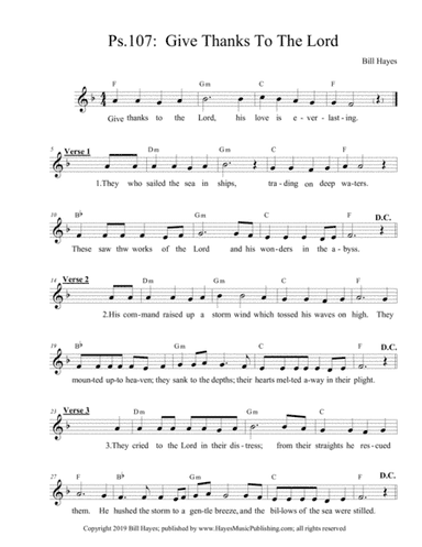Psalm 107:  Give Thanks To The Lord