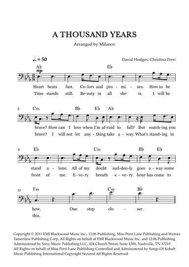 A Thousand Years (arr. Milanov)