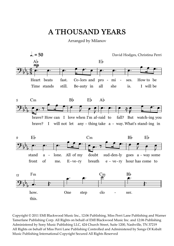 A Thousand Years (arr. Milanov)