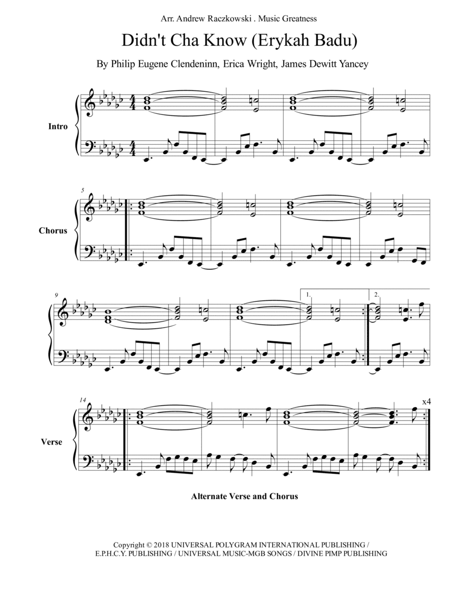Didn't Cha Know (arr. Music Greatness)