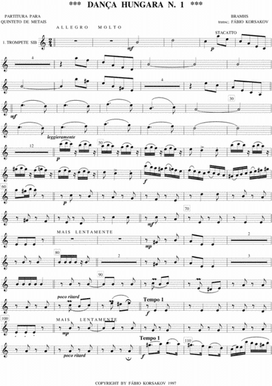 Brahms - Dança Húngara - 1 - BRASS QUINTET (arr. FABIO KORSAKOV)