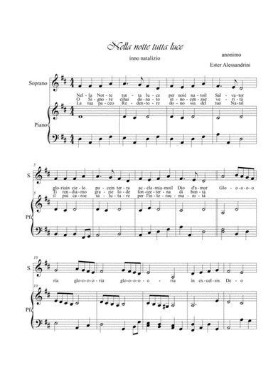 Nella notte tutta luce. Voice and piano (arr. Ester Alessandrini)
