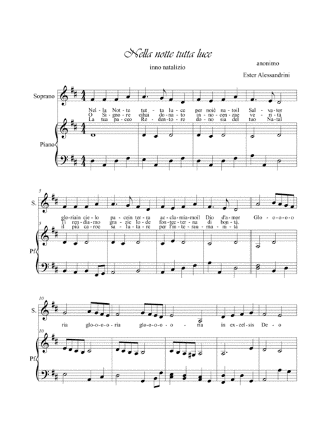 Nella notte tutta luce. Voice and piano (arr. Ester Alessandrini)