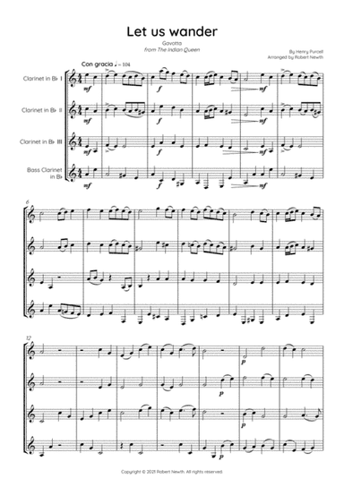 Let us wander (Purcell) for Clarinet Quartet (arr. Robert Newth)