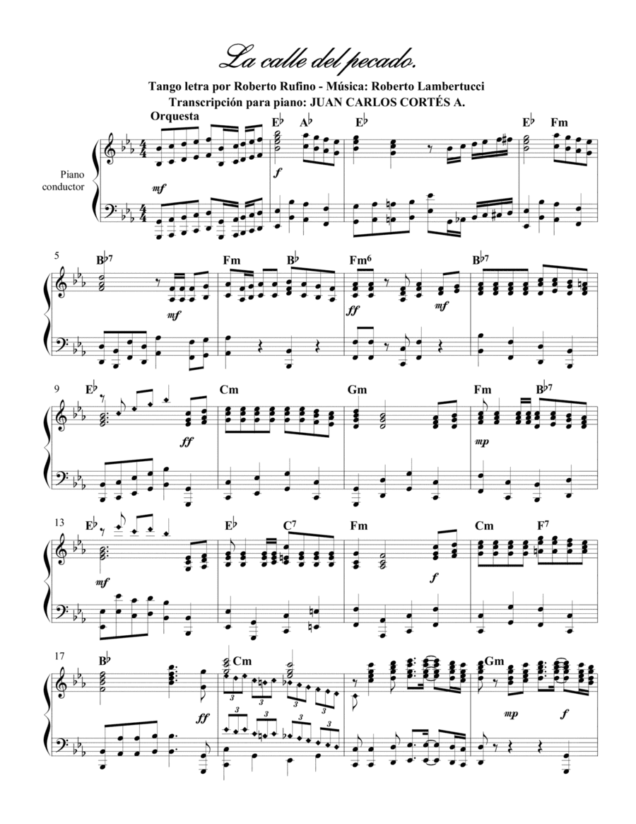 La calle del pecado - Tango por Roberto Rufino y Lambertucci (arr. Juan Carlos Cortés A.)