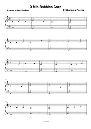 O, Mio Babbino Caro by Giacomo Puccini (arr. Leah Ginzburg)