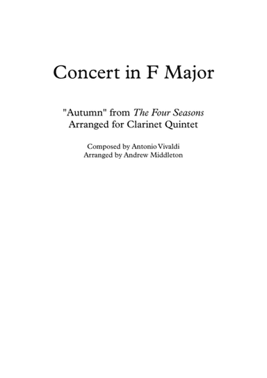 "Autumn" from The Four Seasons arranged for Clarinet Quintet (arr. Andrew Middleton)