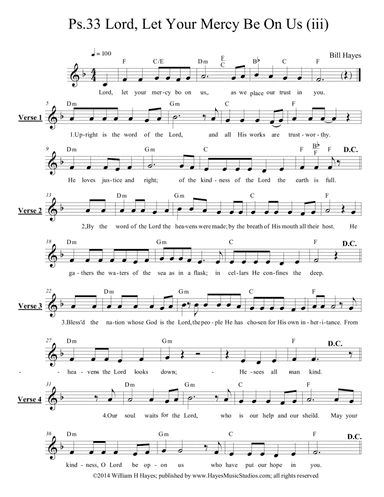 Psalm 33:  Lord Let Your Mercy Be On Us (iii) - Leadsheet