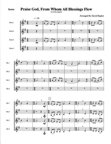 Praise God From Whom All Blessings Flow (arr. David Baptist)