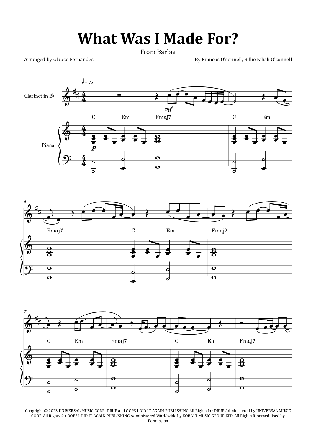 What Was I Made For? (arr. Glauco Fernandes)