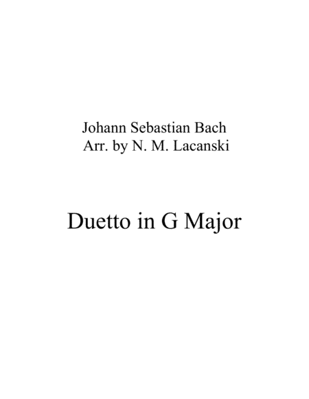 Duetto in G Major (arr. Nick Lacanski)