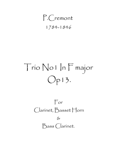 Trio No.1 in F maj. Op.13 (arr. Spence Bundy)
