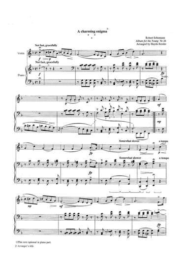 Schumann, A charming enigma, violin part (arr. Haydn Reeder)