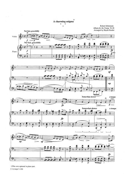 Schumann, A charming enigma, violin part (arr. Haydn Reeder)