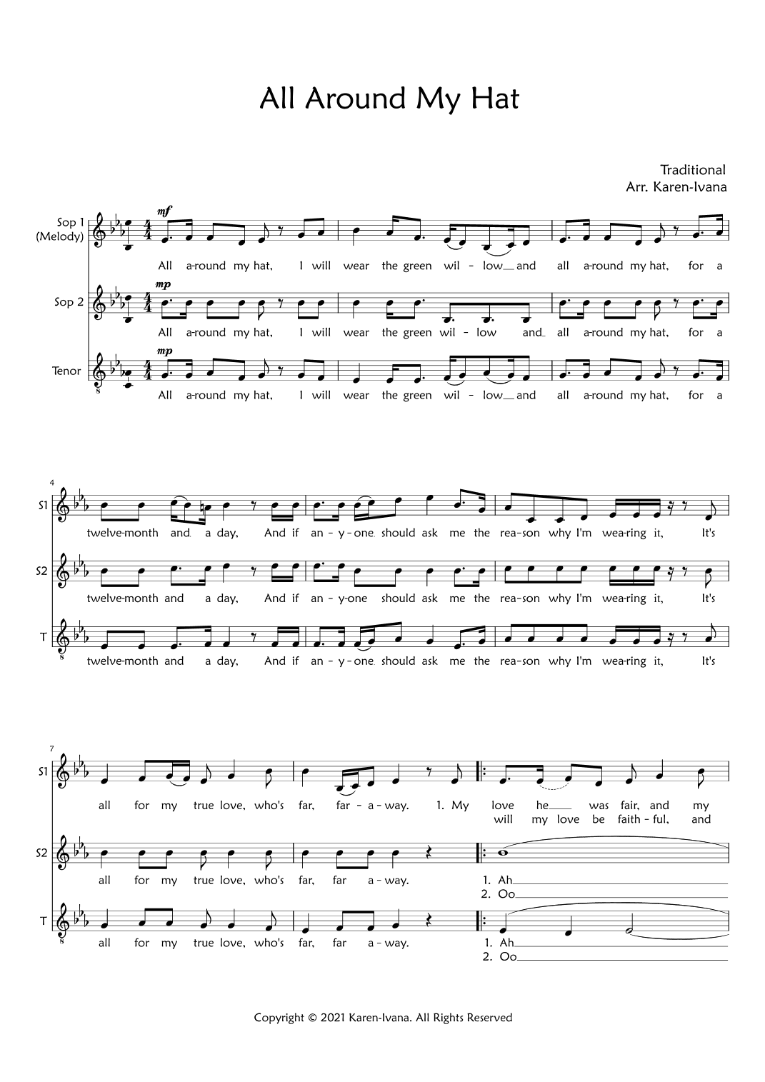 All around my hat (arr. Karen Ivana)
