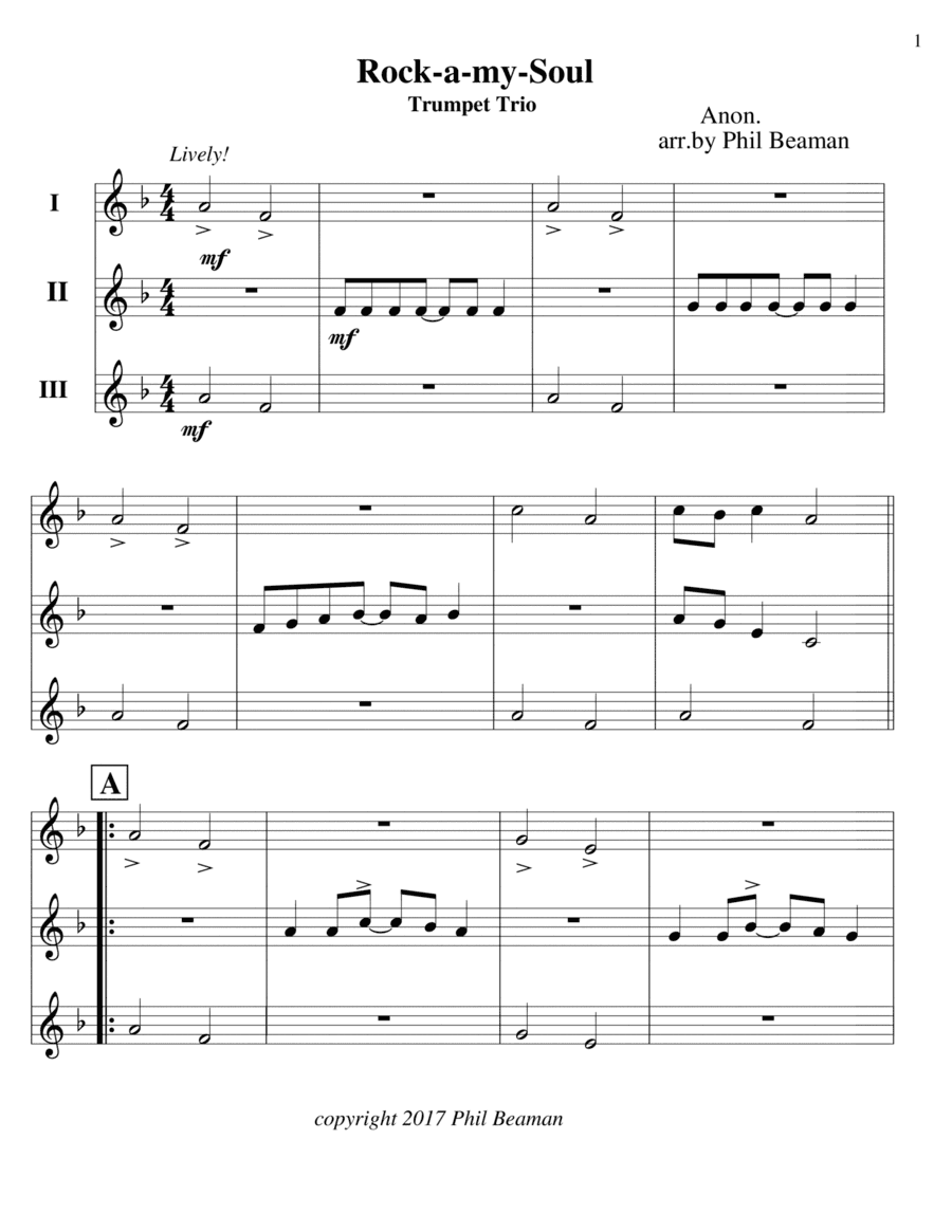 Rock-a-my-Soul -Trumpet Trio (arr. Phil Beaman)