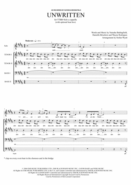 Unwritten (arr. Stefan Wyatt)