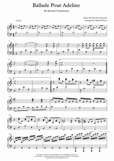 Ballade Pour Adeline (arr. Arranged by Marina Kirova)