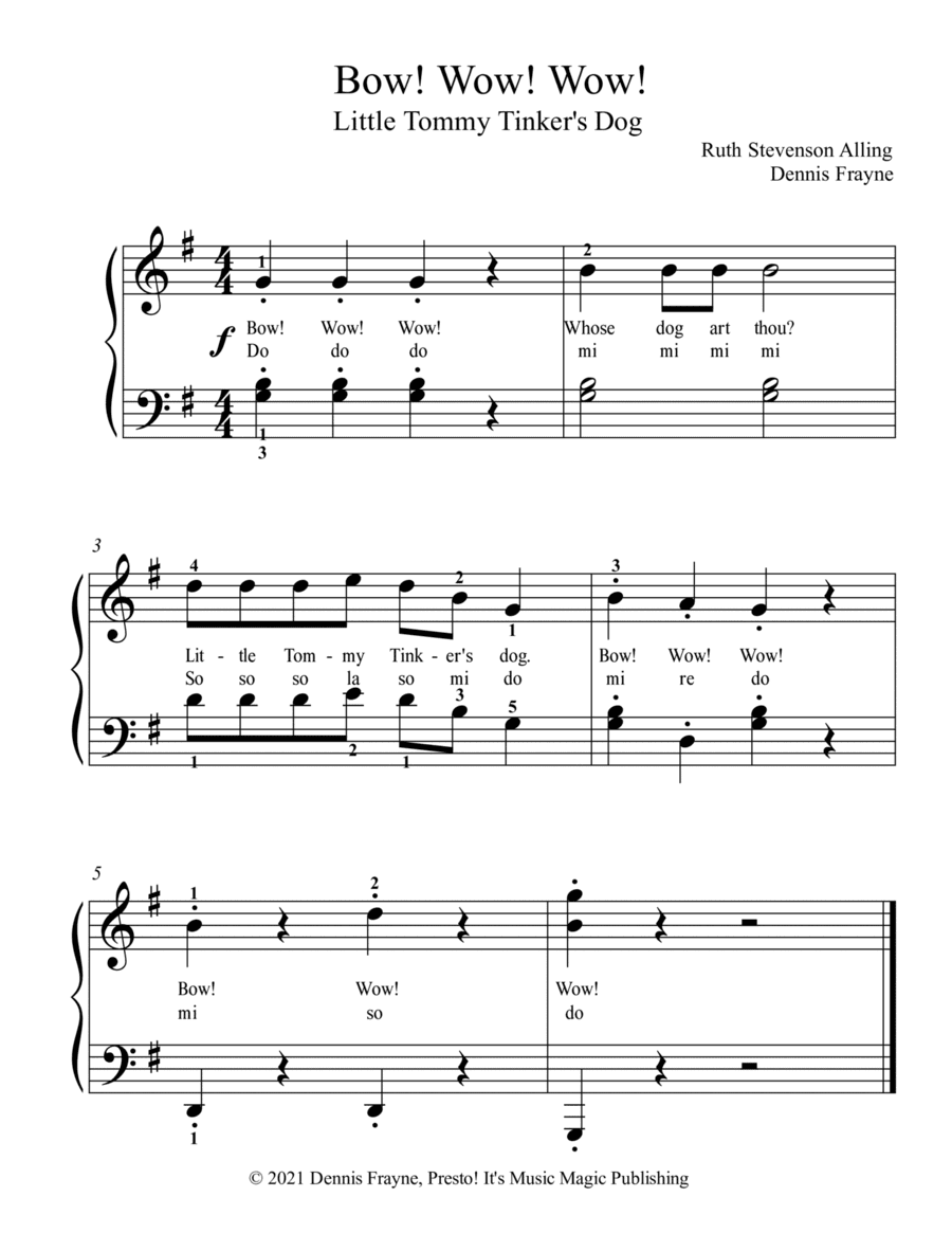 Bow! Wow! Wow! (Bow Wow Wow, Little Tommy Tinker's Dog)