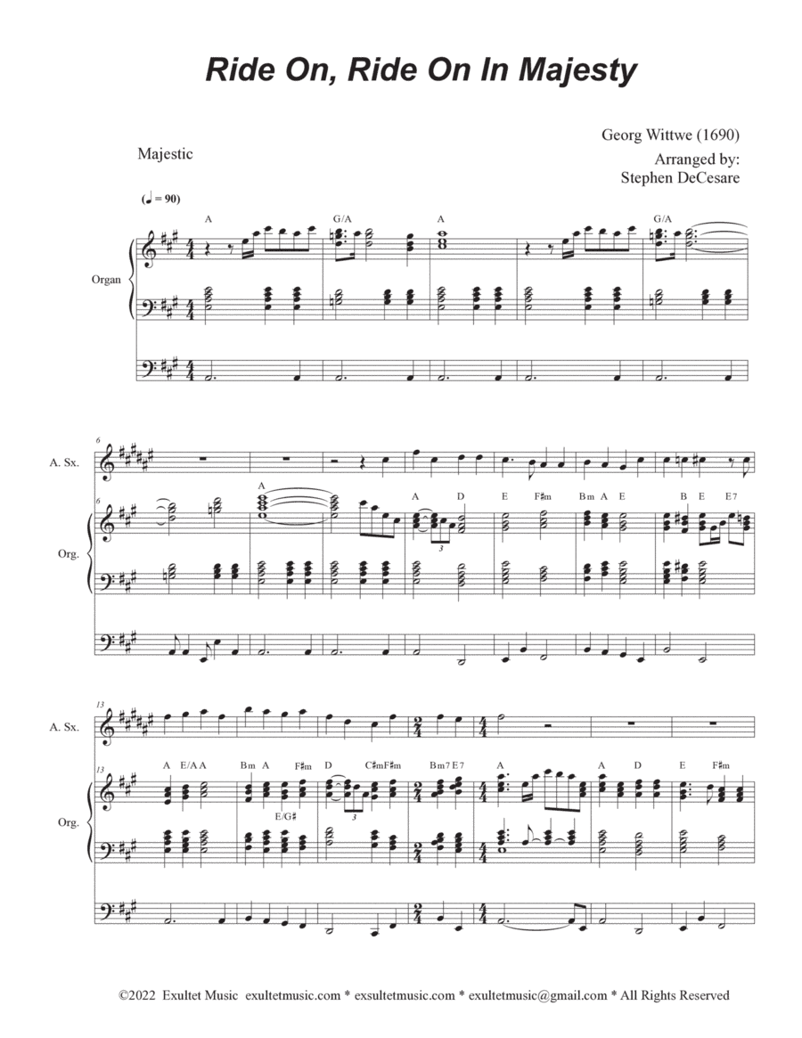Ride On, Ride On In Majesty (Alto Saxophone and Organ) (arr. Stephen DeCesare)